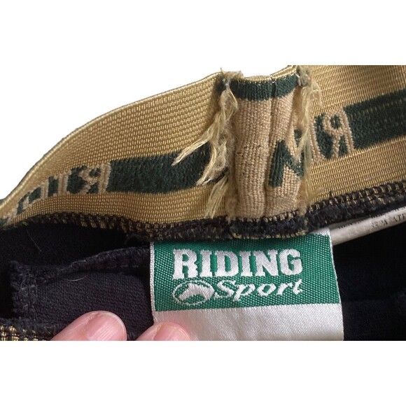 Riding Sport Horse Back Riding Breeches Girls Size Large Black Tan Waist Band - Picture 5 of 11